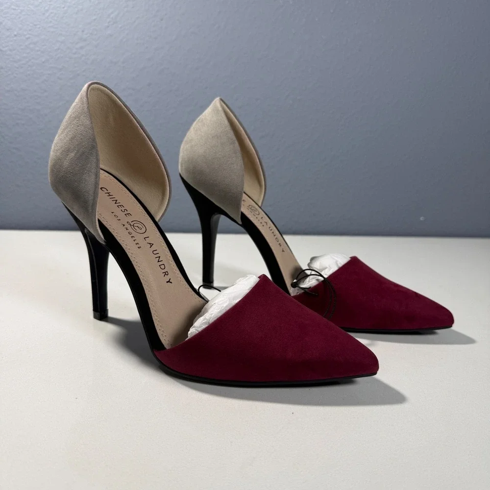Chinese Laundry Heels Womens 7 Burgundy Grey Black ‎ New Stiletto